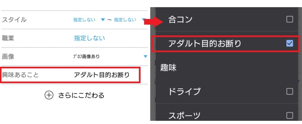 「アダルト目的お断り」にチェックを入れる