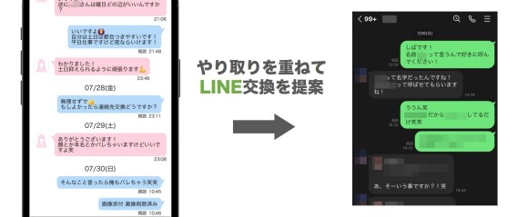 デートのやりとりから連絡先を交換