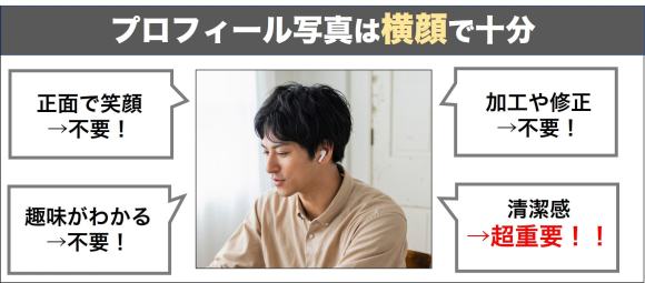 プロフィール写真は横顔で十分